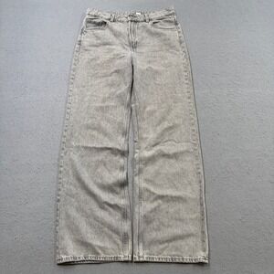 H&M Divided Wide‎ Leg Jeans Women's 10 Gray Acid Wash High Rise Baggy Fit Grunge